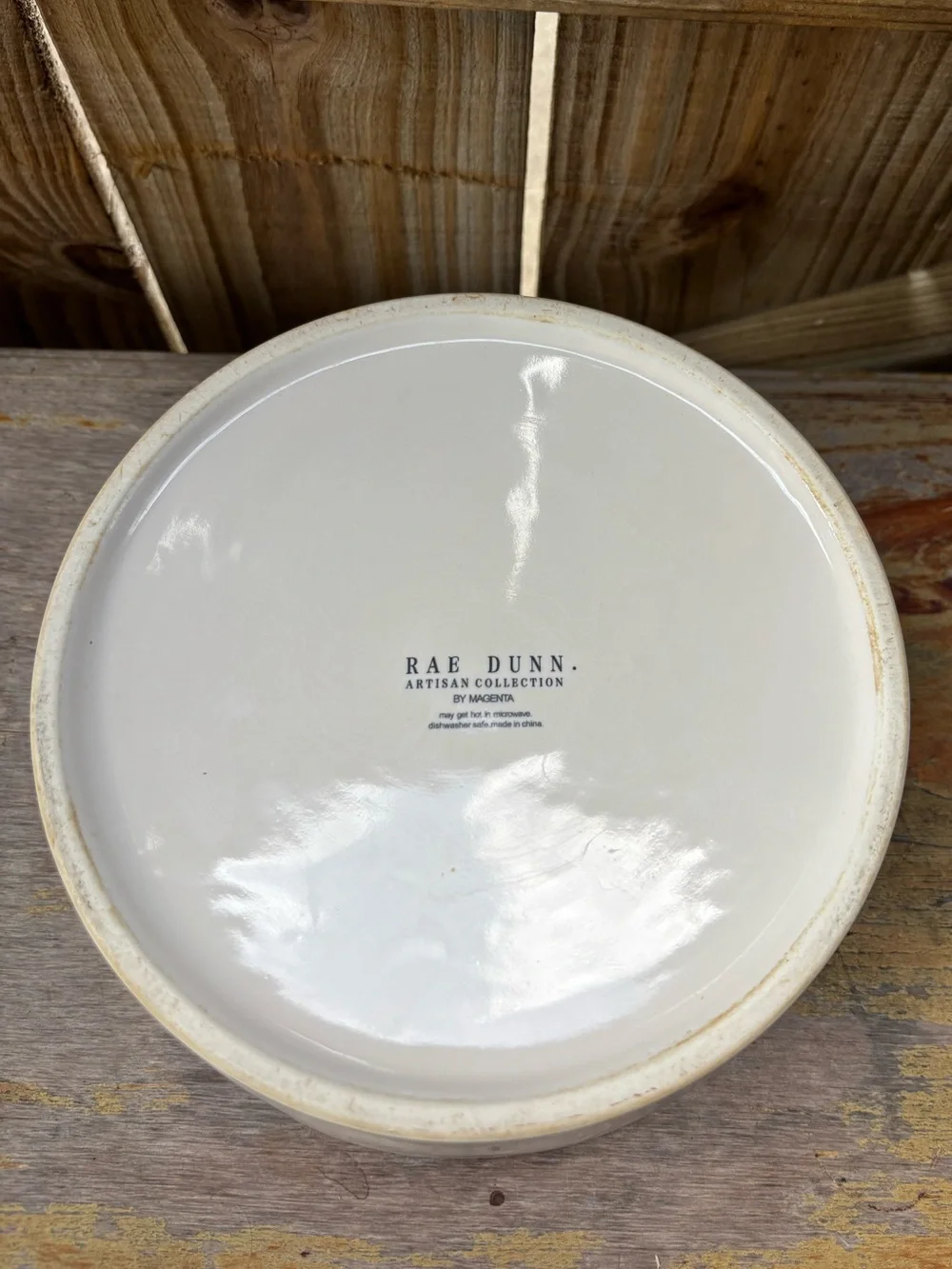 Rae Dunn Artisan Collection Red & White Drink Up Large Pet Water Bowl 8”